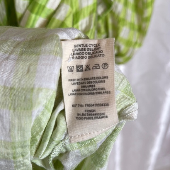 54. FRNCH Paris Olive Gingham Belted Shirt Dress with Pockets – XS - Picture 9 of 9